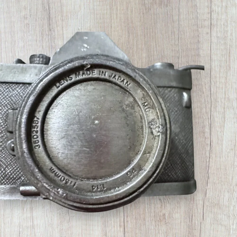 Bergamot Brass Works Vintage Camera Belt Buckle Made in USA 1979 Metal Pewter